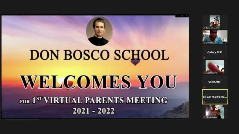  Don Bosco School, Carmel Nagar, Gunadala has organized first ONLINE PTA meeting for the academic year 2021-22 on 07.06.21 at 02.00pm. The response was praise worthy, 90% of parents were present for the meeting.